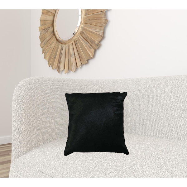 18 In. Cowhide Pillow - Black